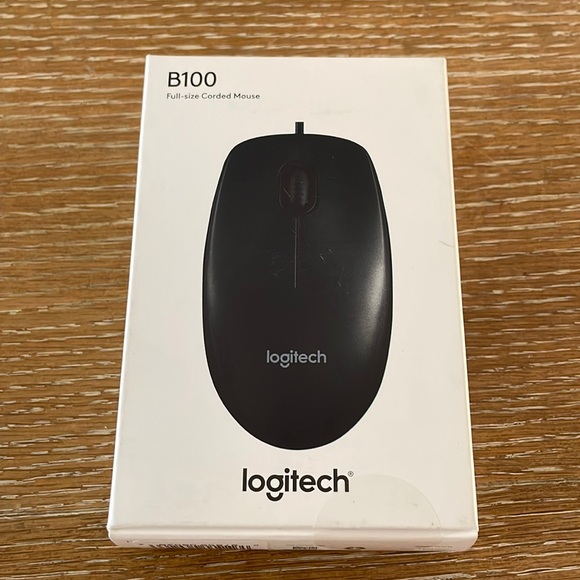 NWT!! Logitech B100 Corded Mouse Black – Wired USB Mouse for Computers & Laptops - Picture 1 of 4